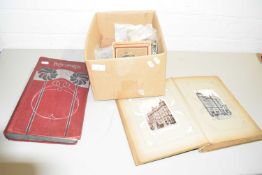 BOX CONTAINING COLLECTION OF VARIOUS POSTCARDS PLUS TWO FURTHER EMPTY POSTCARD ALBUMS