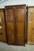 EARLY 20TH CENTURY MAHOGANY TWO-DOOR WARDROBE WITH FITTED INTERIOR WITH DRAWERS AND HANGING RAIL,