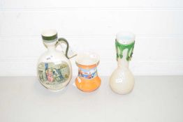 ADAMS DICKENS JUG, A FURTHER ART GLASS VASE AND ONE OTHER VASE (3)