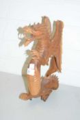 FAR EASTERN CARVED HARDWOOD MODEL DRAGON