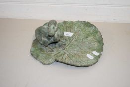 20TH CENTURY METAL MODEL OF A DUCKLING ON A LILY PAD WITH GOOD OVERALL VERDIGRIS FINISH