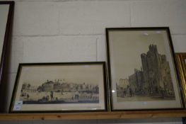 TWO COLOURED PRINTS 'THE TOWER AND MINT' AND 'THE FRONT TO ST JAMES PALACE', BOTH F/G (2)