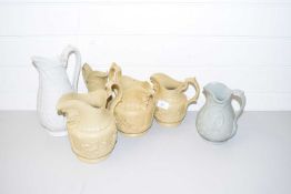 SIX VICTORIAN BUFF COLOURED AND OTHER JUGS