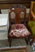 19TH CENTURY MAHOGANY FRAMED ROCKING CHAIR WITH FLORAL UPHOLSTERED SEAT