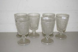 SET OF SIX PRESSED CLEAR GLASS RUMMERS