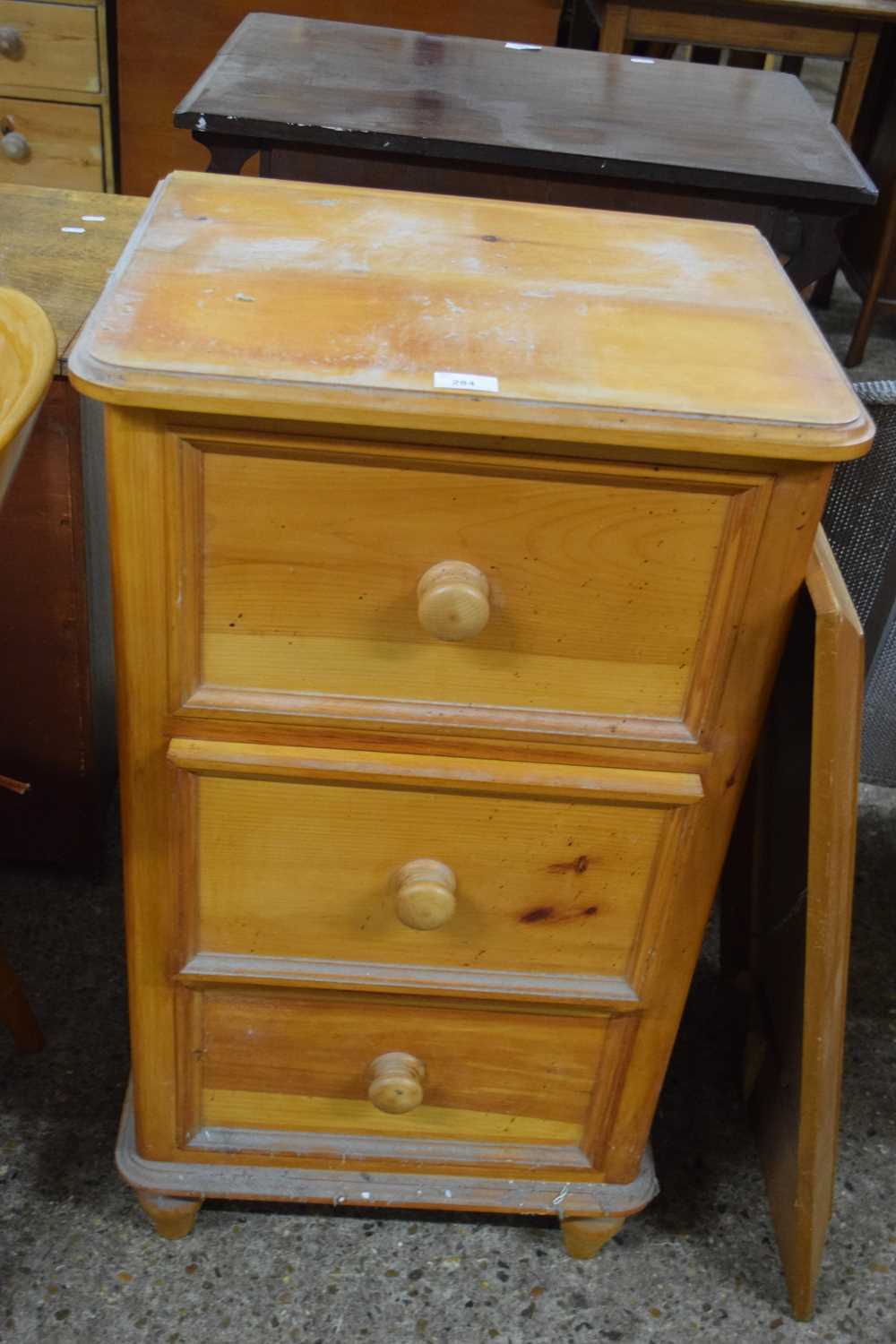 MODERN PINE THREE DRAWER CHEST, 50CM WIDE