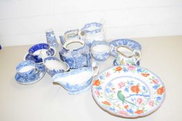 VARIOUS BLUE AND WHITE TEA WARES AND OTHER ITEMS