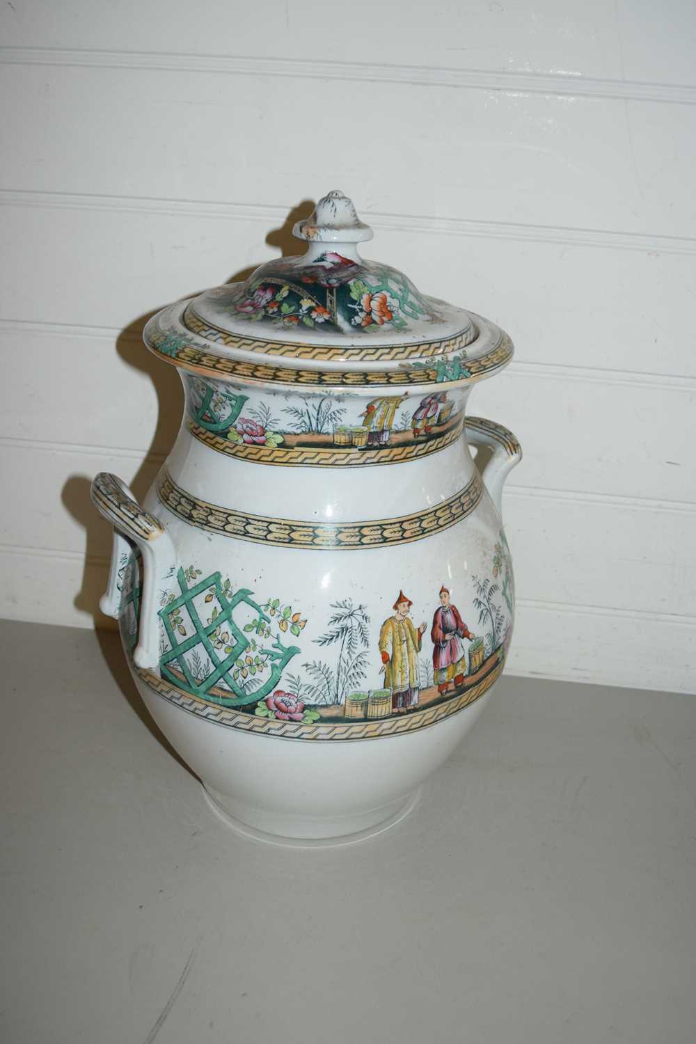 LARGE VICTORIAN PEKIN PATTERN DOUBLE HANDLED STORAGE JAR - Image 2 of 2