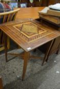 LATE 19TH/EARLY 20TH CENTURY SQUARE TOPPED OCCASIONAL TABLE DECORATED WITH INLAID DETAIL, 71CM WIDE