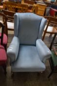 BUTTON BACK UPHOLSTERED FIRESIDE CHAIR, HEIGHT APPROX 1M