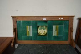 VICTORIAN WALNUT FRAMED AND TILED SPLASHBACK FROM A WASH STAND, 89CM WIDE