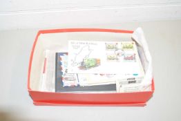 BOX CONTAINING VARIOUS FIRST DAY COVERS AND POST CARDS