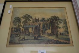 19TH CENTURY COLOURED ENGRAVING, WILFORD CHURCH NEAR NOTTINGHAM, F/G