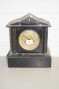 LATE VICTORIAN BLACK SLATE CASED MANTEL CLOCK