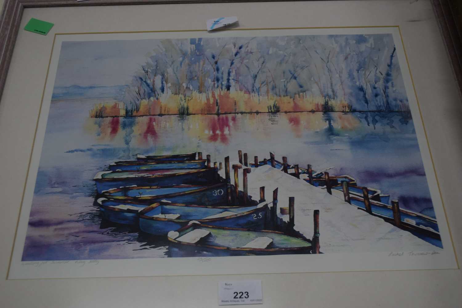 RACHEL THOMAS DEE, 'WAITING FOR SUMMER FILBY JETTY', LTD ED PRINT, SIGNED AND INSCRIBED 20/1000,
