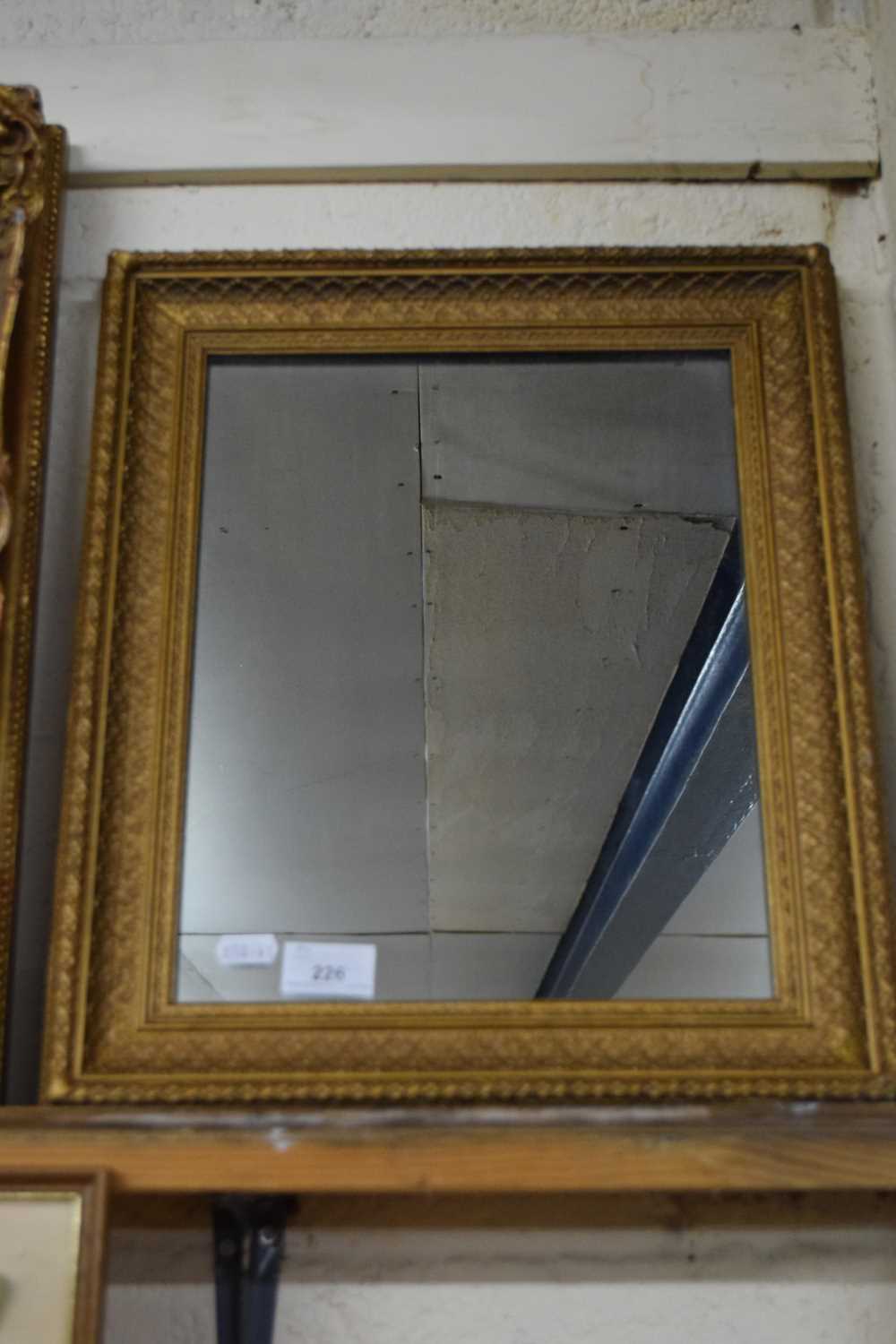 SMALL GILT FRAMED RECTANGULAR WALL MIRROR, 43CM HIGH