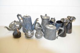 MIXED LOT VARIOUS PEWTER AND SILVER PLATED TEA WARES