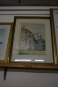 PETTATON, STUDY OF A CONTINENTAL HOUSE AND GARDEN, WATERCOLOUR, GILT F/G, 52CM HIGH