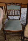 SMALL EDWARDIAN BLUE UPHOLSTERED BEDROOM CHAIR