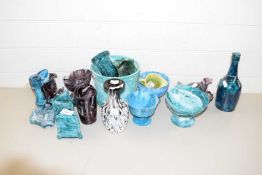 COLLECTION OF VARIOUS SLAG GLASS VASES AND DISHES