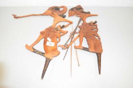 TWO SOUTH EAST ASIAN WOODEN SHADOW PUPPETS
