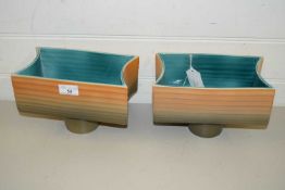 PAIR OF BESWICK PEDESTAL BOWLS OF RIBBED FORM