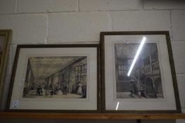 PRINT OF AN ELIZABETHAN DRAWING ROOM SCENE TOGETHER WITH A FURTHER SIMILAR PRINT