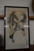 CHINESE BLACK AND WHITE PRINT OF A HORSE, F/G