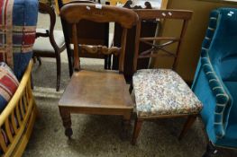 19TH CENTURY BAR BACK HARD SEATED CHAIR OF RAILWAY INTEREST, MARKED TO THE TOP 'M S & L RY' (