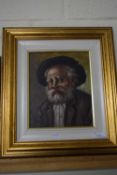 SALINAS, STUDY OF A BEARDED GENT, OIL ON CANVAS, GILT FRAMED, 43CM HIGH