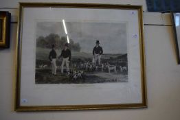 PRINT OF THE MERRY BEAGLERS IN GILT FRAME