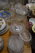 QUANTITY OF GLASS WARES, GLASS DISHES ETC