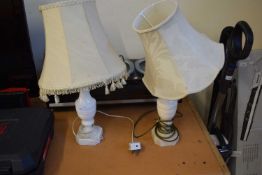 PAIR OF BEDSIDE LAMPS WITH WHITE SHADES