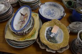 QUANTITY OF ENGLISH POTTERY INCLUDING A PRATTWARE COMPORT WITH THE MOUNTAIN STREAM PATTERN