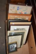 BOX CONTAINING VARIOUS PRINTS AND PICTURES
