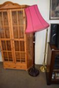 WOODEN STANDARD LAMP WITH PINK SHADE