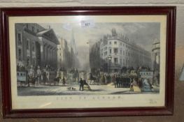 COLOURED ENGRAVING, CITY OF LONDON, F/G, 49CM WIDE