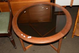 LARGE COFFEE TABLE, CIRCULAR SHAPE WITH GLASS TOP