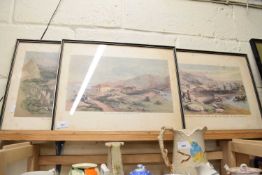 THREE COLOURED PRINTS, VIEWS OF HONG KONG, DATED 1846, F/G