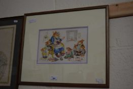 NORMAN MEREDITH, A FAIRY TALE, INTERIOR SCENE WITH RABBITS, F/G, 57CM WIDE