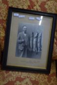 PHOTOGRAPH OF FISHERMAN WITH HIS CATCH OF THREE PIKE