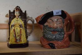 ROYAL DOULTON FALSTAFF CHARACTER JUG AND A BURLEIGH WARE JUG MODELLED AS EDWARD I IN WESTMINSTER