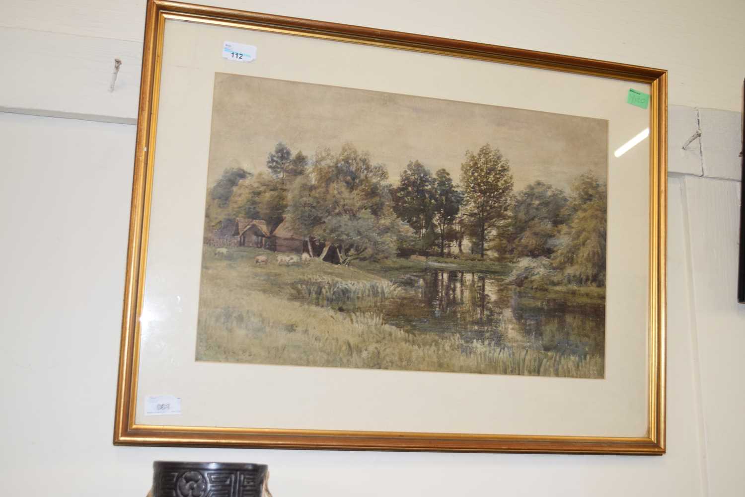 WATERCOLOUR OF A RIVER SCENE, INDISTINCTLY SIGNED LOWER LEFT