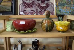 VARIOUS BRETBY CERAMICS TO INCLUDE LEAF FORMED DISH, VASES ETC