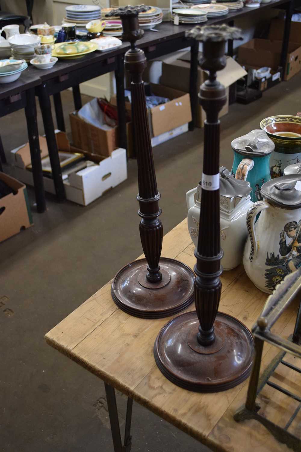 PAIR OF WOODEN REGENCY STYLE CANDLESTICKS
