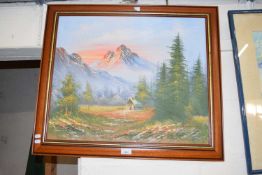 FRAMED PICTURE OF ALPINE SCENE