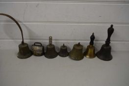 COLLECTION OF HAND BELLS AND SERVANTS BELLS