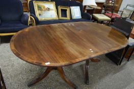 REPRODUCTION MAHOGANY VENEERED TWIN PEDESTAL DINING TABLE, 173CM WIDE