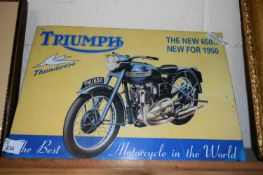 TRIUMPH MOTORCYCLES METAL ADVERTISING SIGN, 41CM WIDE