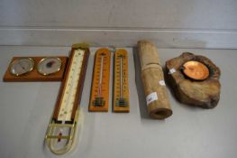 MIXED LOT VARIOUS THERMOMETERS, ASHTRAYS ETC